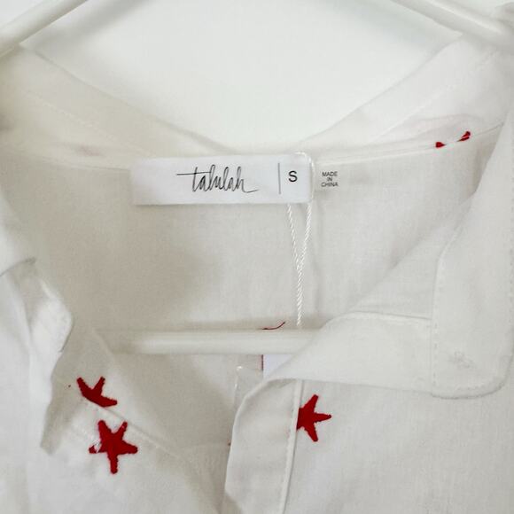 Talulah White Red Star Oversized Button Down Shirt Small NWT - Picture 7 of 9